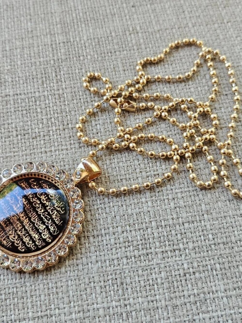 Aytul Qursi Necklace Cabochon Round Pendant Religious Fashion Jewelry NEW - Picture 8 of 11